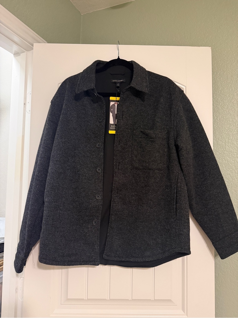 Banana Republic Charcoal Herringbone Shirt Jacket